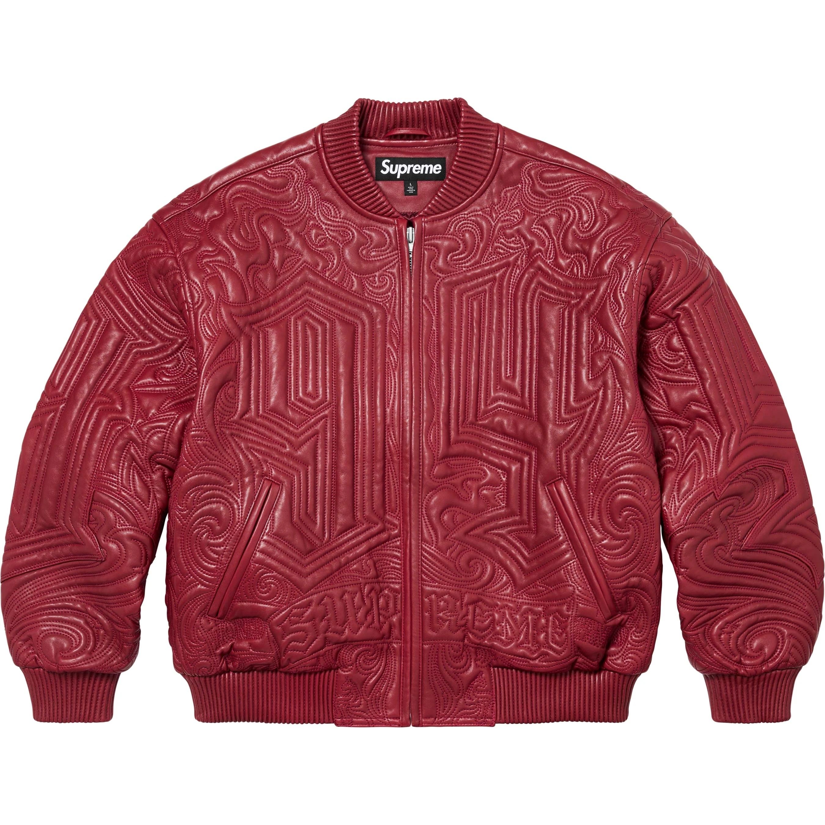 Mister Cartoon Embroidered Leather Jacket view 2